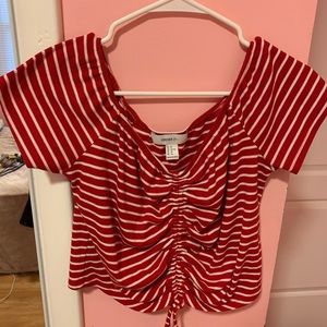 Forever 21 red striped crop top